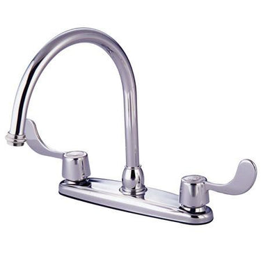 Kingston Brass Vista Centerset Kitchen Faucet with Blade Handles, Chrome Kitchen Faucet Kingston Brass